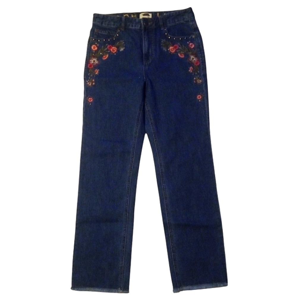 Kate Spade Live Colorfully Brooke St Floral Embroidered Straight Leg Jeans 26